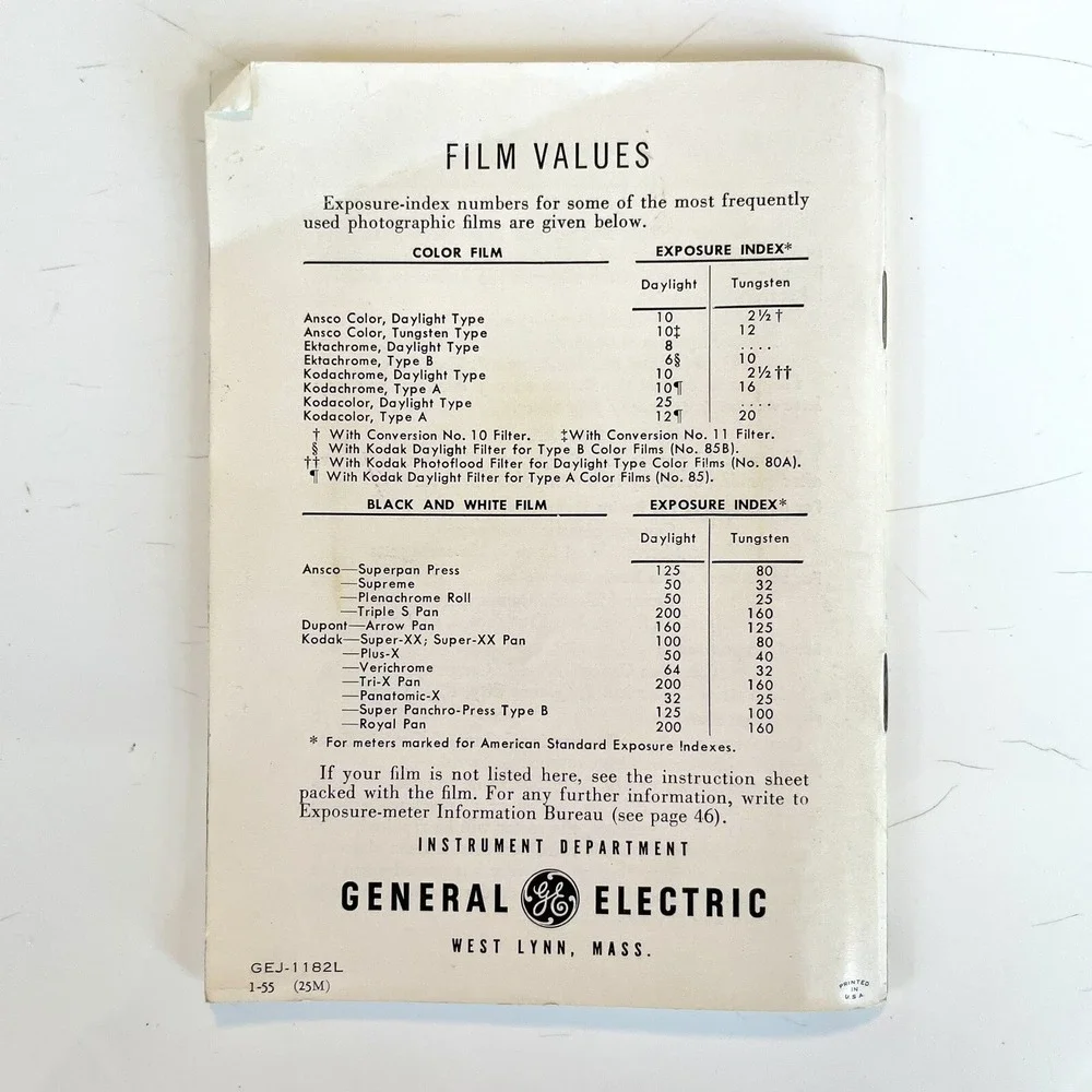 Vintage GE PR-1 Exposure Meter Light Meter w/ Case Manual Untested USA